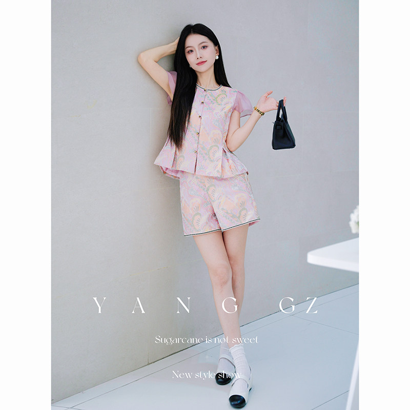 新中式改良套装女飞飞袖上衣