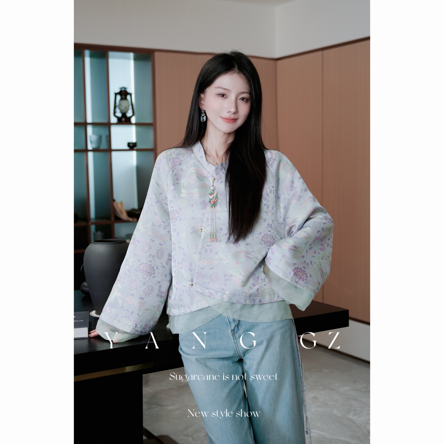 YANG GZ【丹霄云凤】新中式新款百搭双凤团花牡丹纹外套上衣女
