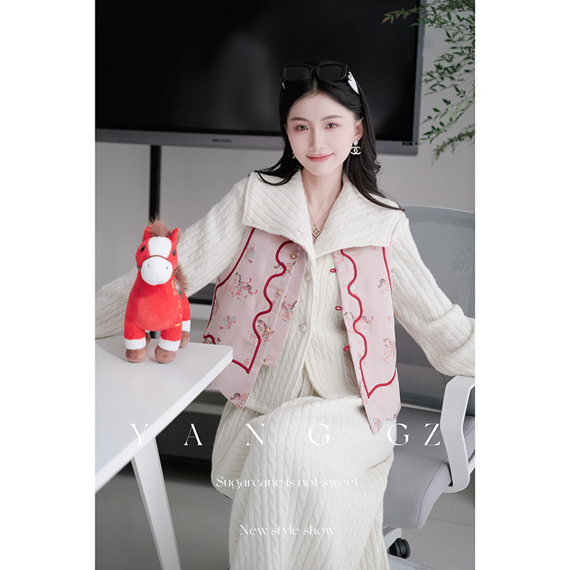 YANG GZ【福马临门】新中式新款福马纹盘扣圆领马甲外穿上衣女,女装/女士精品,汉服上装,淘宝优惠券,粉丝福利购,淘宝优惠卷