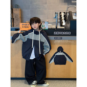 男童中大童韩版 新品 宽松反光条冲锋衣外套 春秋款 凯文家童装