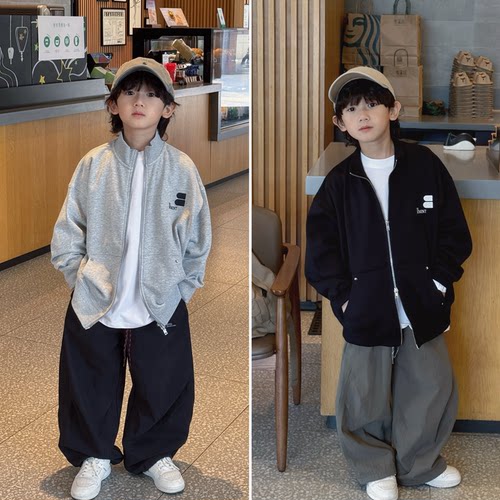 凯文家男童韩版简约立领卫衣外套
