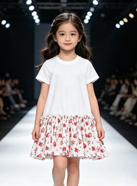 高端女童夏季碎花玫瑰公主裙