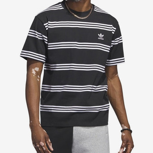 Adidas/阿迪达斯正品三叶草新款男士条纹透气短袖舒适T恤IL4703