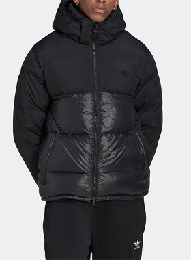 Adidas/阿迪达斯正品三叶草男子冬运动保暖防风连帽羽绒服 HL9181