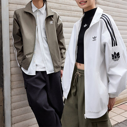 阿迪达斯男女同款复古夹克外套