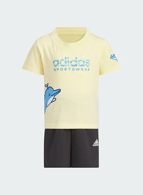 Adidas/阿迪达斯正品新款小童印花夏季短袖圆领T恤JF3867