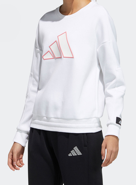 Adidas/阿迪达斯正品STR SWEAT女子白色训练运动卫衣卫衣GP0719