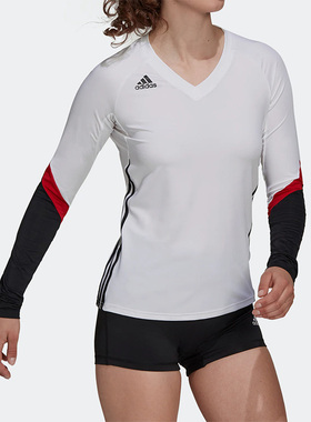 Adidas/阿迪达斯正品春季排球女子运动V领休闲长袖T恤 H20872