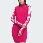 高领连衣裙JI7057 三叶草女士针织长袖 Adidas 阿迪达斯正品