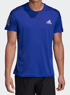 Adidas/阿迪达斯正品短袖T恤夏新款蓝色跑步训练运动半袖FS9800