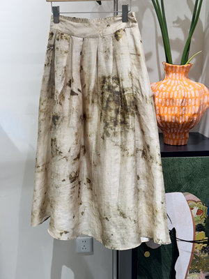 安西娅 丝麻印花半裙