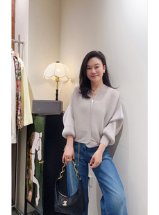 安西娅 圆摆褶折开衫