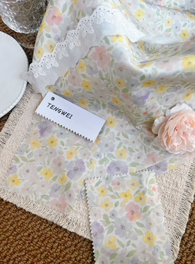 韩系ins小碎花布料印花提花剪花暗纹条纹全棉布料服装发圈手工diy