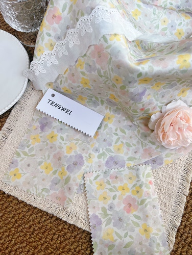 韩系ins小碎花布料印花提花剪花暗纹条纹全棉布料服装发圈手工diy