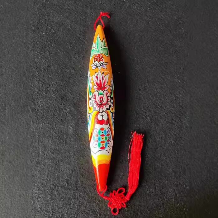 鼎麓 民间手工艺品脸谱 家居幼儿园 彩绘梭子关公脸谱挂件