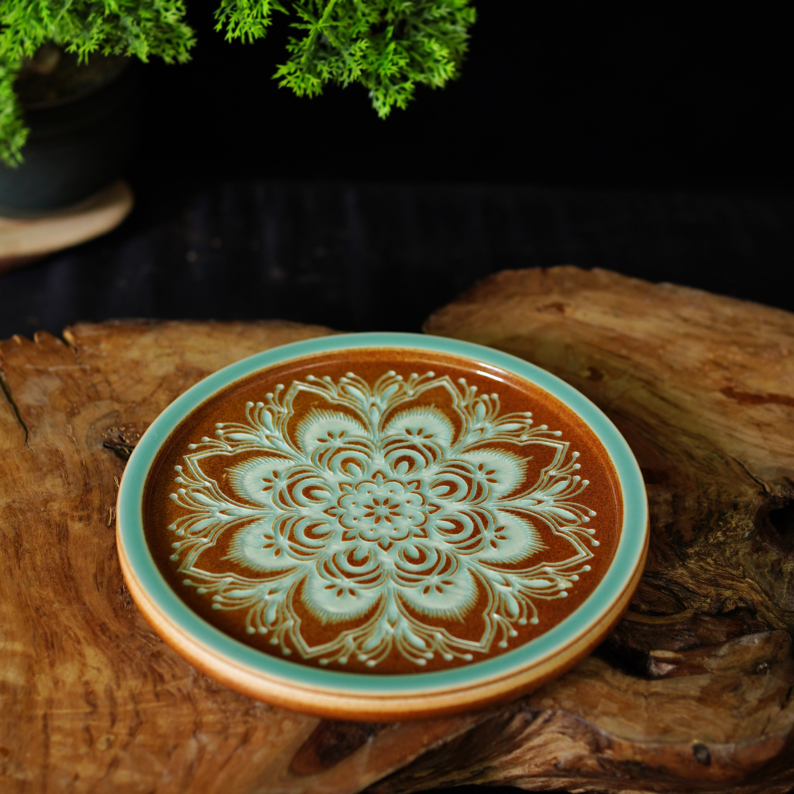 慧仙青瓷宝相纹壶承双釉实心龙泉青瓷壶承中式茶具茶道茶盘,餐饮具,茶托,淘宝优惠券,粉丝福利购,淘宝优惠卷