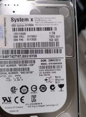 IBM 1TSAS  7200转 6GB 81Y9691 服务器拆机