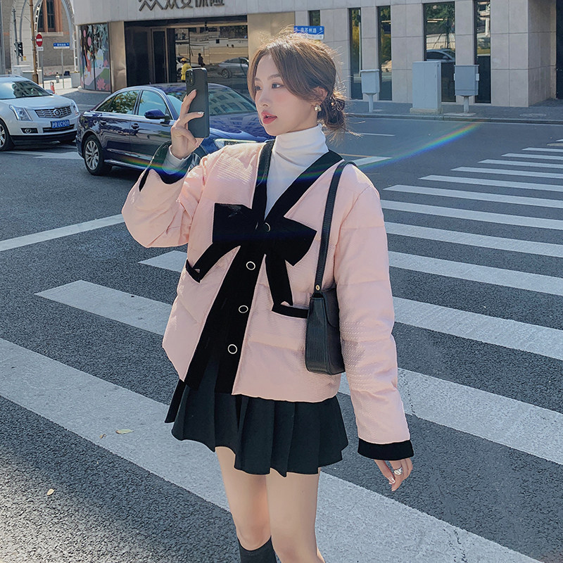【档口现货】90白鸭绒蝴蝶结短款羽绒服外套288A-925-P275-K398,女装羽绒服,浙宝095(原288A)