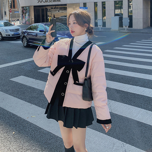 【档口现货】90白鸭绒蝴蝶结短款羽绒服外套288A-925-P275-K398