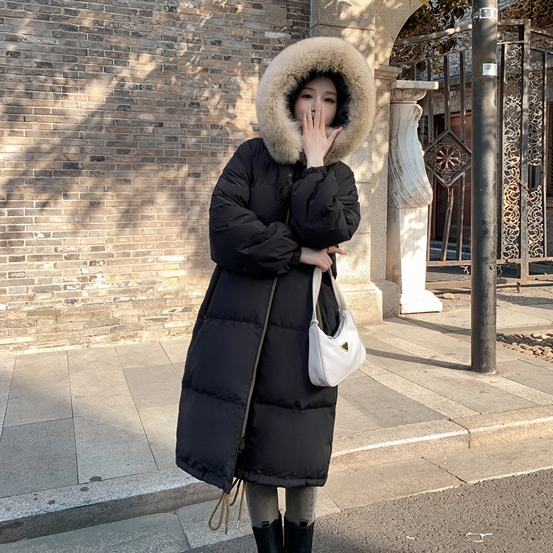 新款已出货真狐狸毛领中长款白鸭绒羽绒服288A-929图片