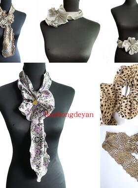 春夏时尚百搭一朵花丝巾领巾一体多功能丝巾仿真丝花朵甜美配饰