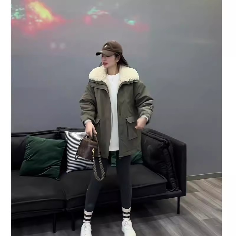 一家福2025新款羽绒棉服女中棉衣/棉服