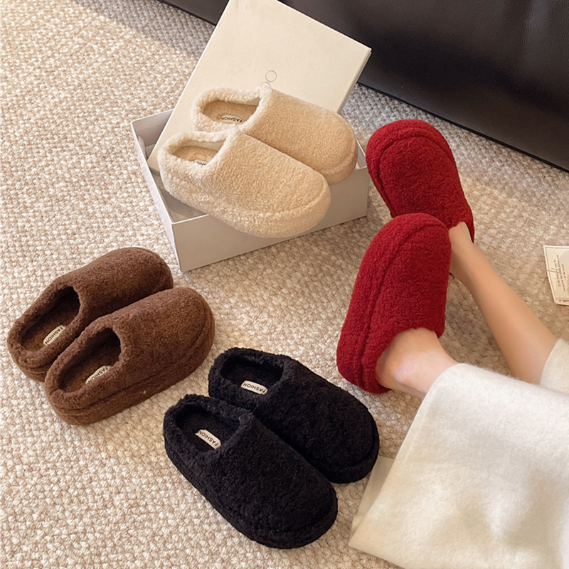网红爆款毛毛棉拖鞋女外穿2025秋冬季新款厚底内增高包头勃肯半拖