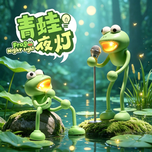 百变萌趣青蛙小夜灯可爱创意DIY造型儿童卧室床头灯桌面摆件支架