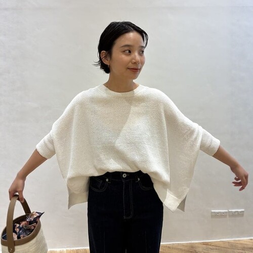 日系BEAMS旗下简约宽松收口袖设计和纸纱干爽凉感优雅针织罩衫