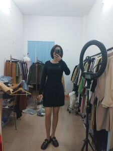 Heizle赫子 性感高弹力显瘦针织长袖连衣裙 L码 165/88A