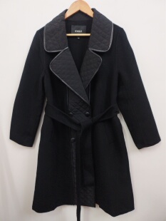 IDOLE奕多 100%绵羊毛 高级感时尚菱格拼接羊毛双面呢大衣外套L码