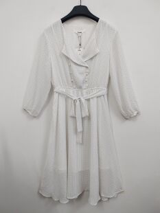 Puella普埃拉 小众设计法式V领波点女装雪纺长袖连衣裙 S码