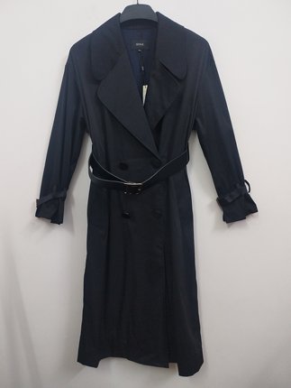 IDOLE 奕多 高级感法式双排扣收腰黑色中长款风衣外套 S/L码