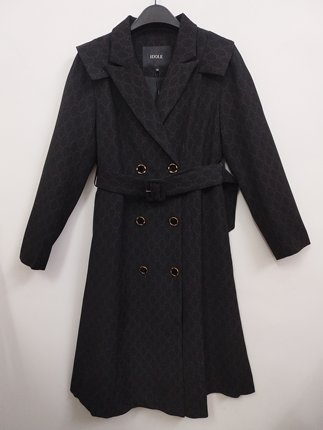 IDOLE奕多 高级感女神范气质黑色西装翻领中长款风衣外套 M码