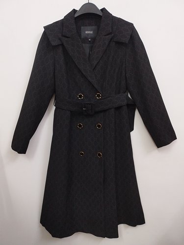 IDOLE奕多 高级感女神范气质黑色西装翻领中长款风衣外套 M码