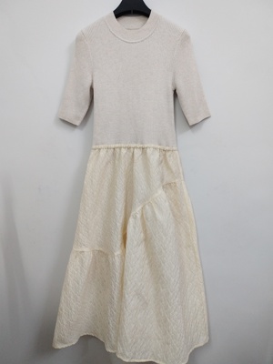 VELWIN蔚雯 高级感针织拼接蓬蓬裙假两件连衣裙 S/L码