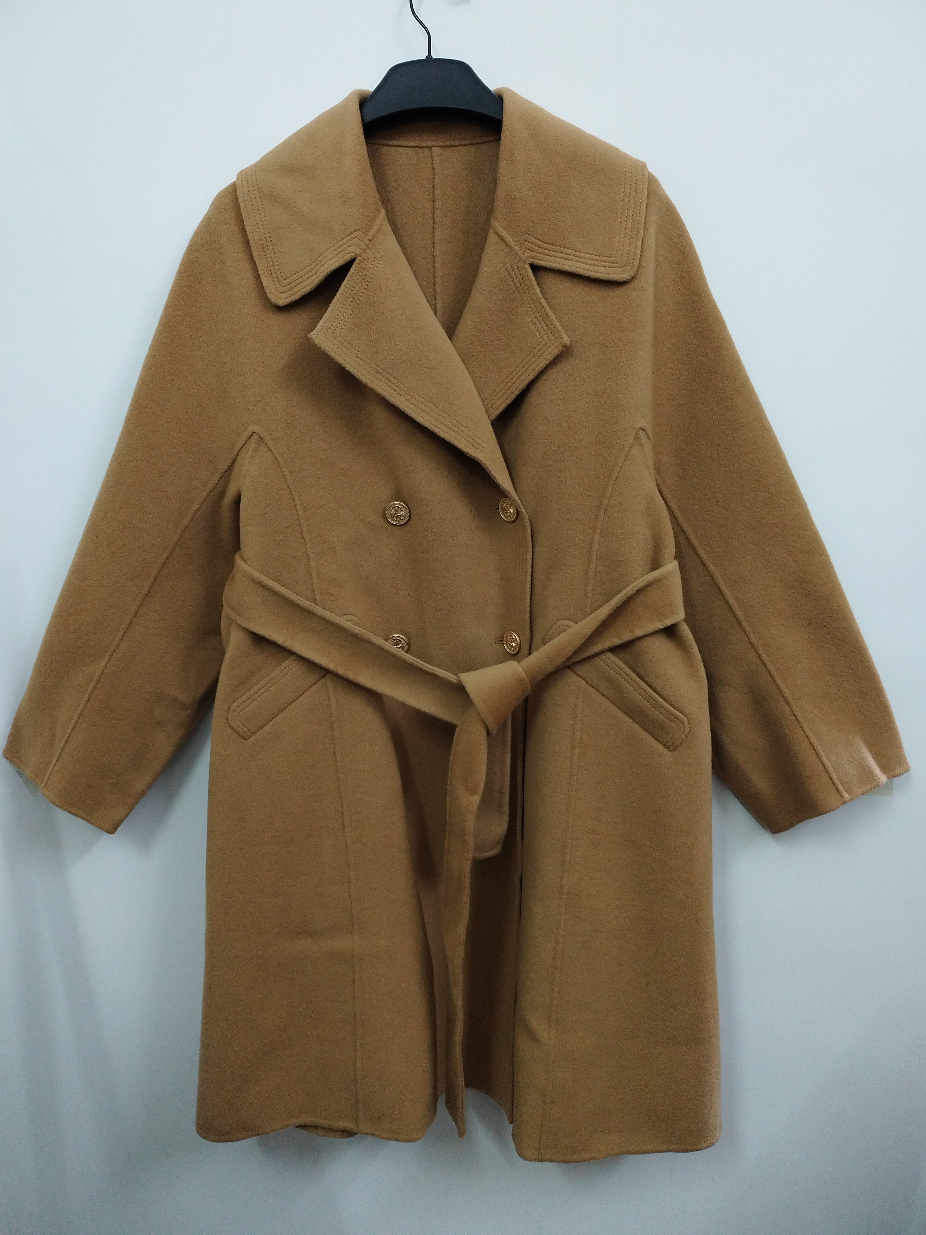 VELWIN蔚雯 100%绵羊毛 高级感宽松版型双面呢羊毛大衣外套 L码