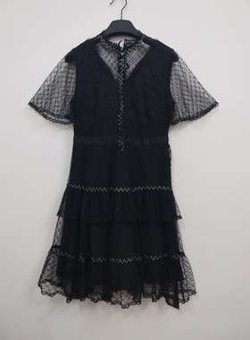 Cloris Maat C&M 法式气质蕾丝拼接显瘦连衣裙 S码 155/80A