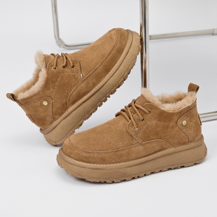 皮毛一体真皮羊毛休闲短筒靴子东北大棉鞋 新款 雪地靴2024冬季 男款