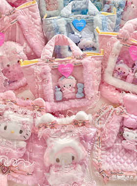 QueenJ Studio 甜梦白猫娃包原创手作痛包猫尾巴晒娃包挂件保护套