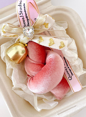 QueenJ Studio自制丝绒扭扭包挂件圣诞树红色装饰品车后视镜挂件