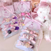 QueenJ Studio自制可爱手作发夹植绒小熊少女心发饰蝴蝶结边夹