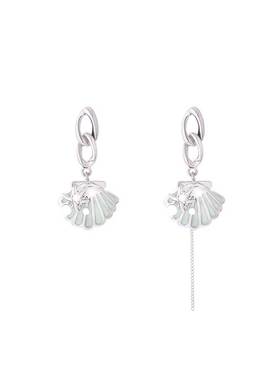 卡芙娜 珠光浅绿色纯银耳钉气质长款流苏耳坠耳饰小众设计耳环