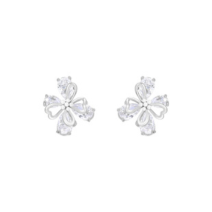 卡芙娜 轻奢风不规则耳钉925银针养耳洞双层锆石耳饰小众珍珠耳环