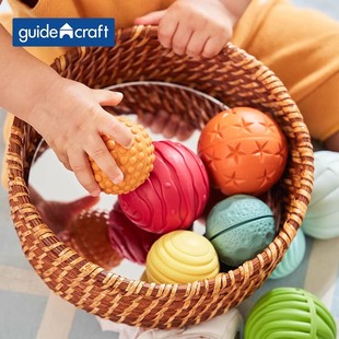 美国guidecraft触感配对螺旋球套装 触觉视觉大小颜色纹理感知玩具