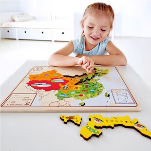 Hape乐游中国地理地图手工拼图儿童益智玩具手抓板宝宝木质早教3
