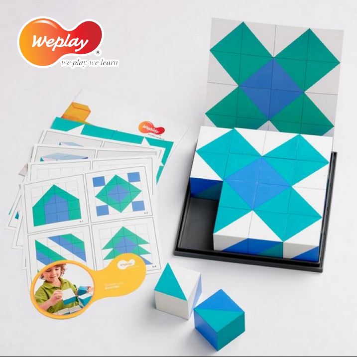 台湾原装WEPLAY 蓝色海洋积木 儿童益智玩具幼儿园早教拼搭教具3+