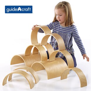 美国guidecraft 大型弯曲木拱桥积木 幼儿童益智创意拼搭早教玩具
