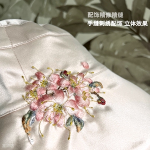 原创100%桑蚕丝绣花渔夫帽遮脸防晒真丝手工遮阳刺绣帽子