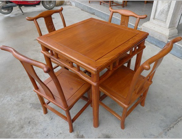 东阳红木家具实木刺猬紫檀茶桌茶几棋牌桌子小方桌餐桌五件套特价